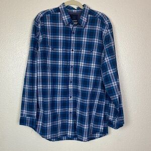 SPERRY TOP SIDER Blue Green & White Plaid Button Up Shirt Men's size XXL